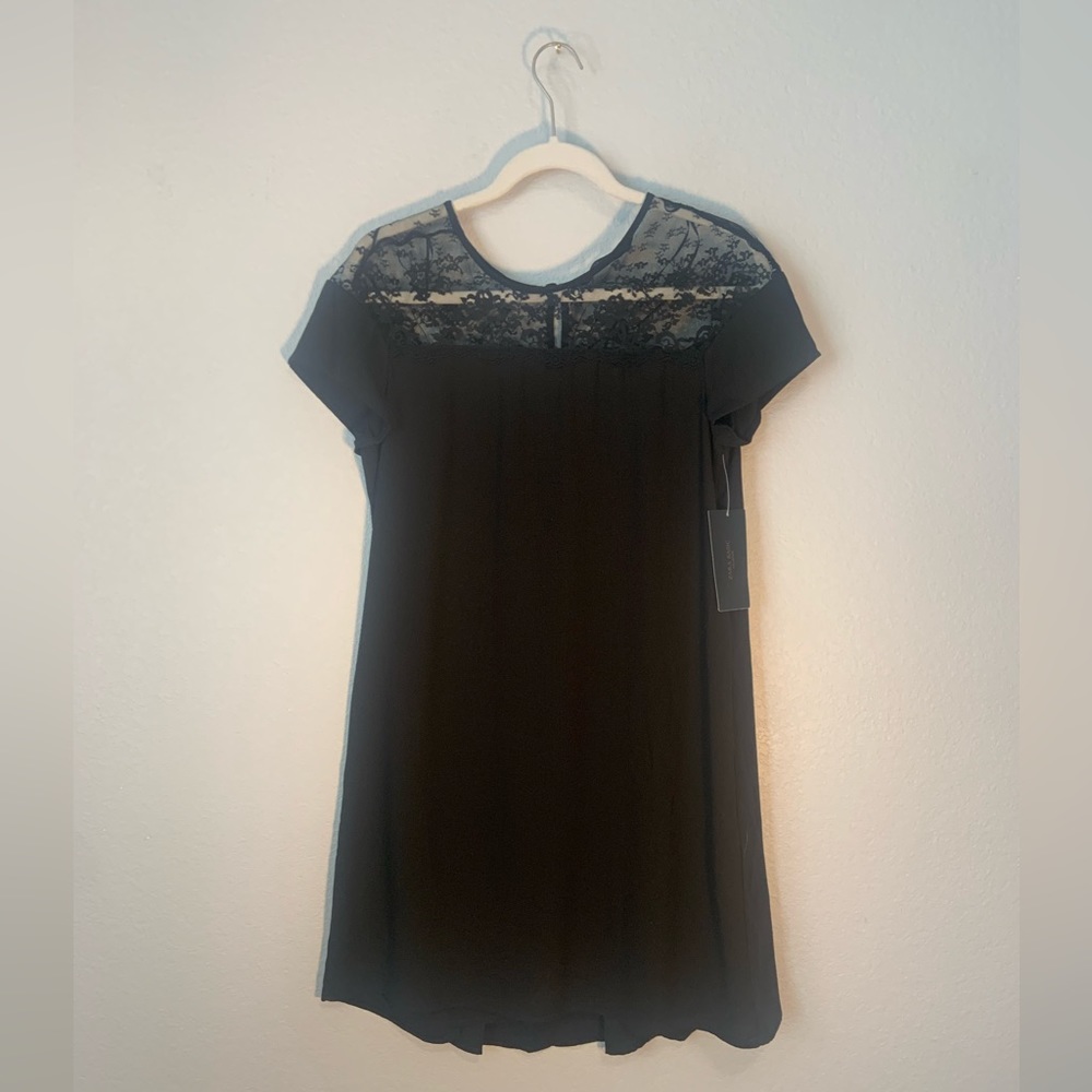 ZARA Laced Black Mini Dress w/ Boxy Fit & Pleated Back🖤Dark Academia/Minimalist